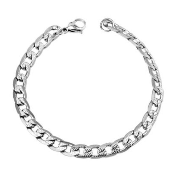 FLASH SALE! 6mm x 20CM Stainless Steel SILVER CHIZEL CUT Curb Chain Bracelet Carousel 1