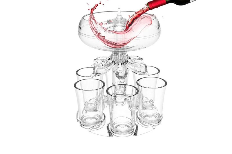 6 Shot Glass Dispenser and Glass Shot Glasses Set for Home Bar Accessories62964510970369111