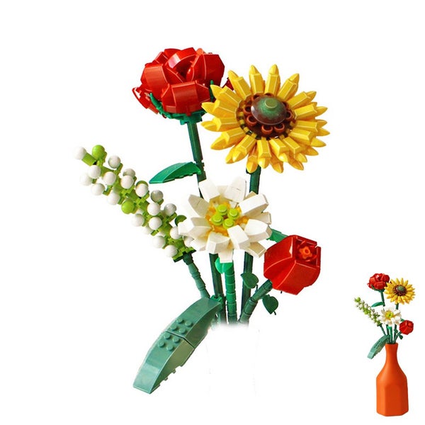 Flower Bouquet Building Blocks Set Artificial Mini Bricks Toys Creative Gifts Ho Carousel 1