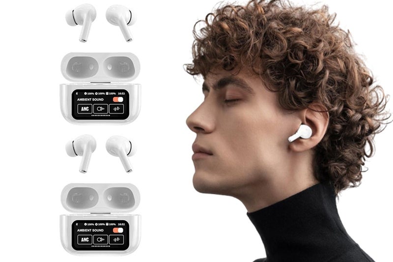 2Pcs Smart LCD Touch Screen Bluetooth Headset ANC Wireless Headphone Earbud Carousel 1