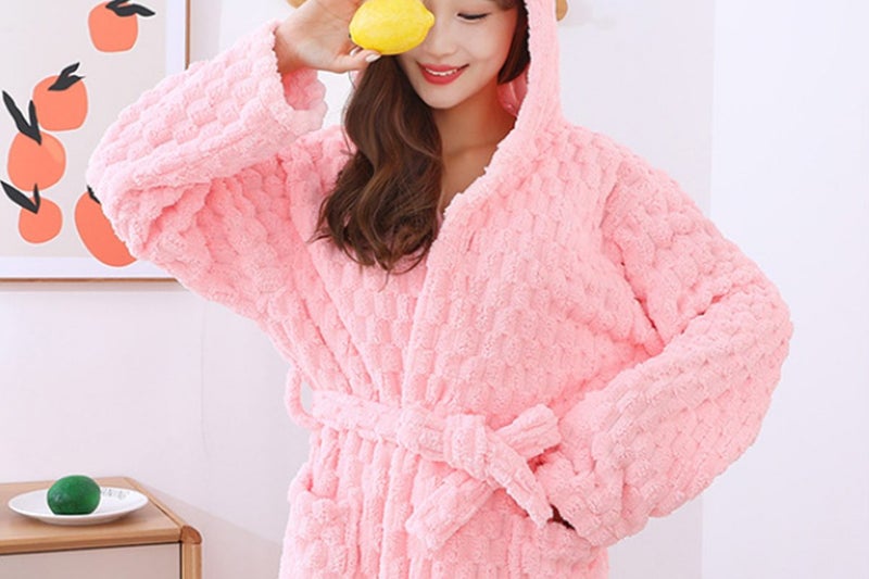Towelling Wrap Bathrobe Thickened Coral Fleece Wrap Terry Toweling Dressing Gown Carousel 2