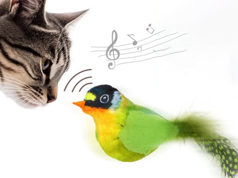 Interactive Cat Toy With Simulated Chirping Bird Artificial Bird Green Carousel 2