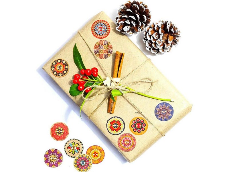 50pcs Painted Round Wood Buttons for Sewing Scrapbook Home Clothing Crafts Decor Carousel 2
