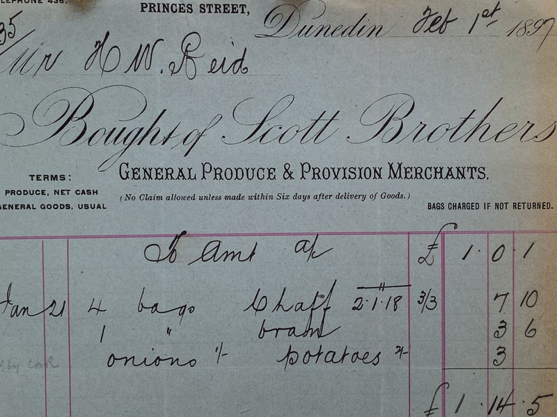 ANTIQUE INVOICE / RECEIPT: Scott Brothers, Dunedin – Produce Merchants 1903 Carousel 1