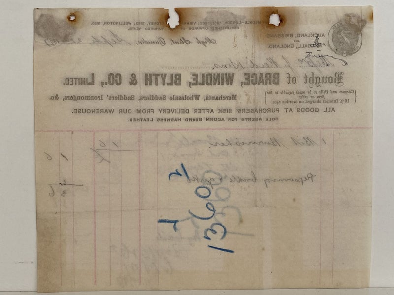 ANTIQUE INVOICES / RECEIPTS: Brace, Windle, Blyth & Co. Limited – Merchants 1897 Carousel 4