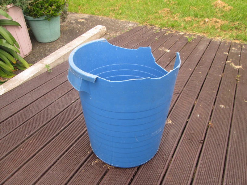Old blue plastic bucket/bin Carousel 1