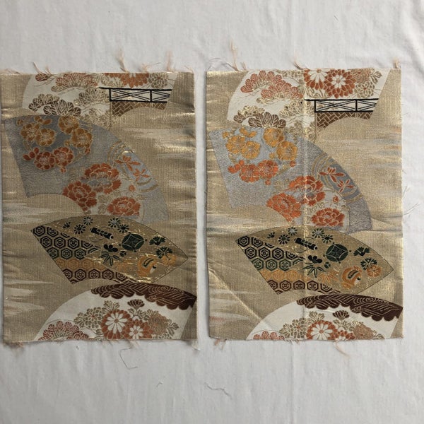 Japanese Woven Silk Obi Vintage Fabric Pieces X2 Carousel 1