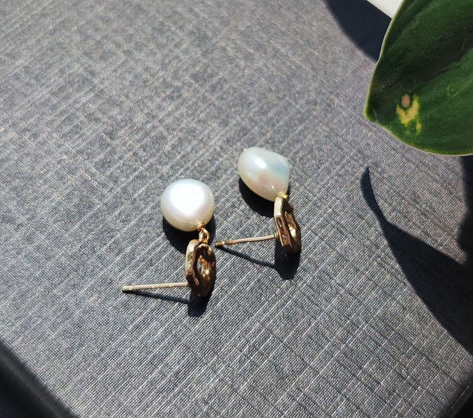 (100% Natural Pearl) Baroqu Pearl Drop Earrings EBZ10JX-162934719212033112