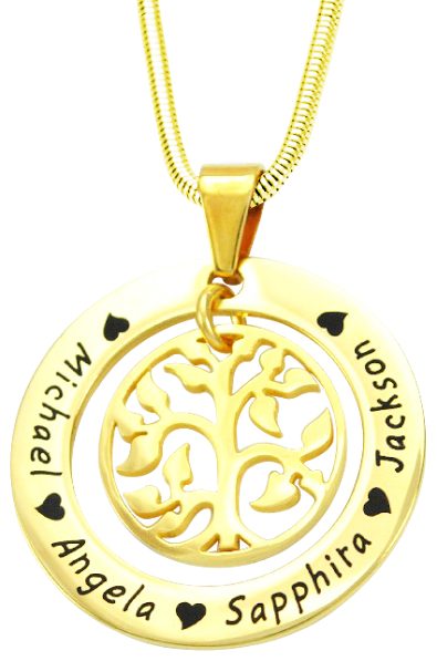 Personalised My Family Tree Necklace - Gold (names of your choice) Carousel 1