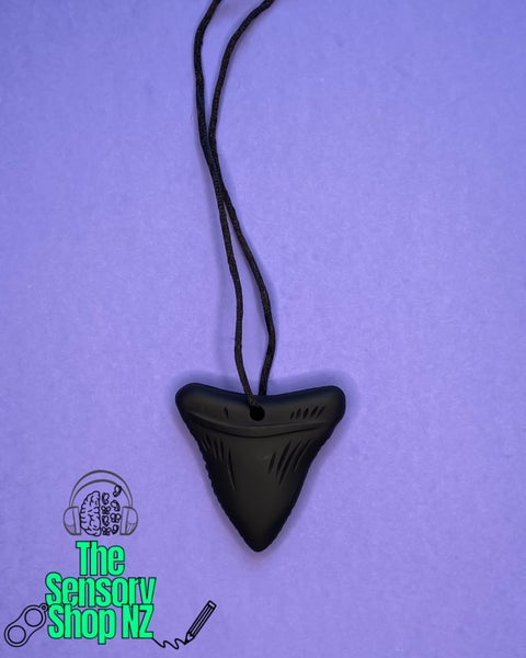 Sensory Chewable Necklace - Shark Tooth (Black) TheSensoryShopNZ Carousel 2
