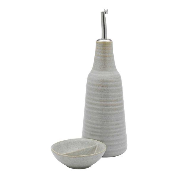 Ecology Ottawa Oil Bottle & Salt Dish Set Oyster 2pce Carousel 1