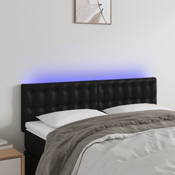 Queen Size Led Headboard Black 144x5x78/88 Cm Faux Leather Toxoibx Carousel 1