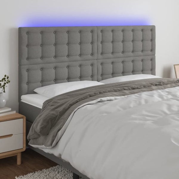 Queen Size Led Headboard Dark Grey 160x5x118/128 Cm Fabric Toxxnlp Carousel 1