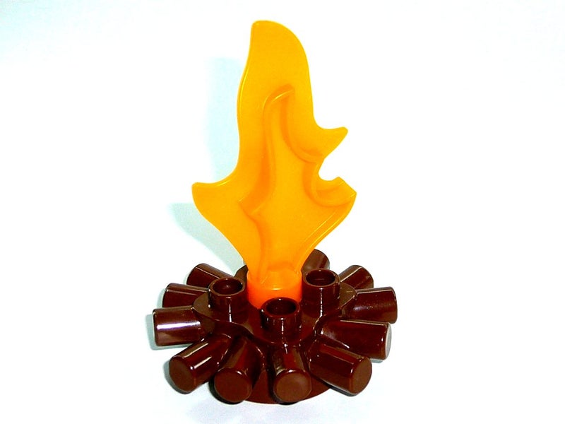 ®™DUPLO - Brown Round 2 x 2 Radiating Bars, Trans-Orange Flame ~Retired 2021~ Carousel 2