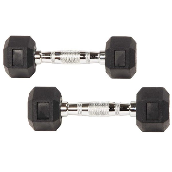 2 x 2kg Hex Dumbbells Silver Handle Premium Carousel 1