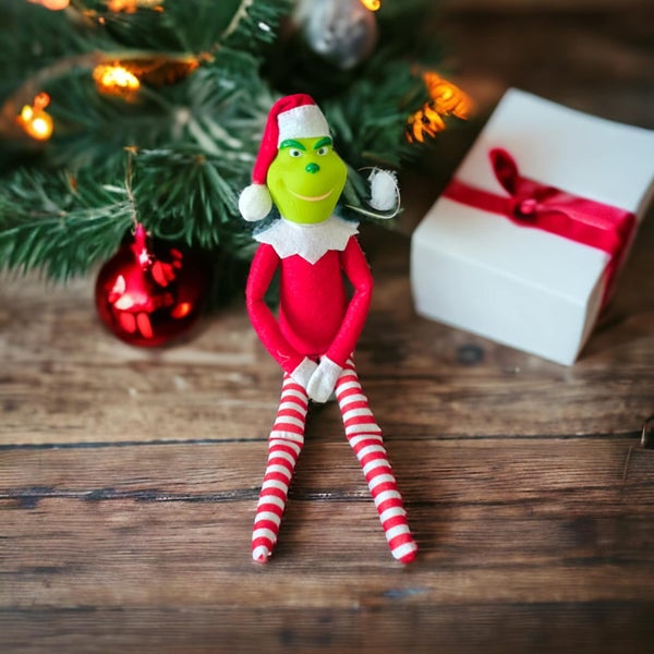 Elf on the shelf - Naughty Grinch!!!! Red Strpiied Pants Version Carousel 1
