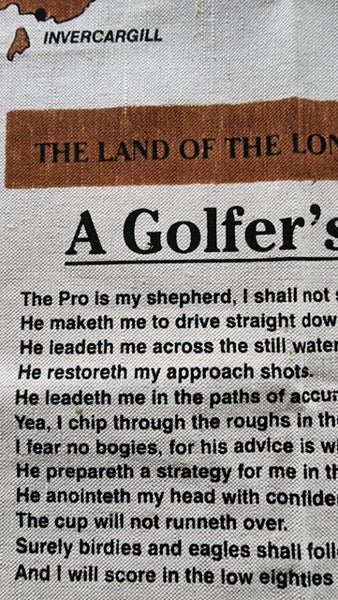 ~" A Golfer's Prayer New Zealand Pure Linen Vintage Tea Towel "~ Carousel 2