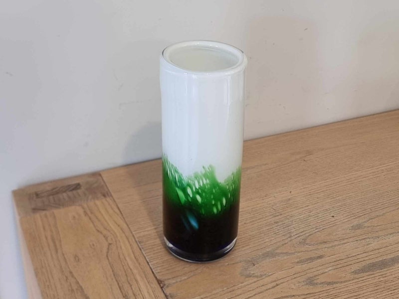 Superb Green with White Art Glass Vase Carousel 16