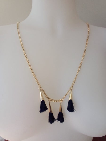 REDCURRANT Necklace with Navy Tassle Features Carousel 1