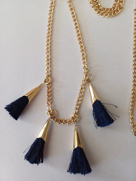 REDCURRANT Necklace with Navy Tassle Features Carousel 2