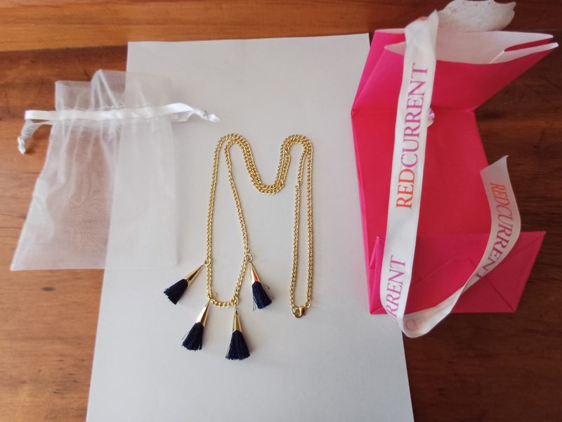 REDCURRANT Necklace with Navy Tassle Features Carousel 5