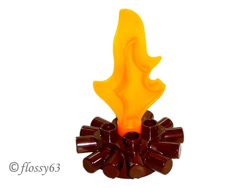 ®™DUPLO - Brown Round 2 x 2 Radiating Bars, Trans-Orange Flame ~Retired 2021~ Carousel 1
