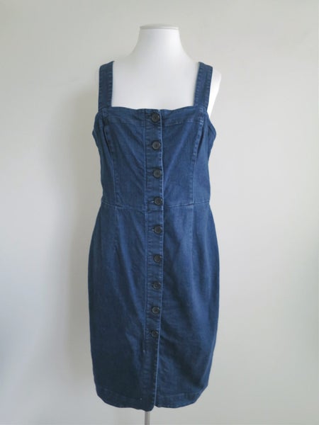 COUNTRY ROAD *Wardrobe Essential Denim Pinafore Button Front Dress* 12 Carousel 1