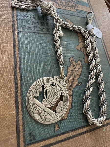 Antique Sterling Silver Pocket Watch Chain Carousel 1