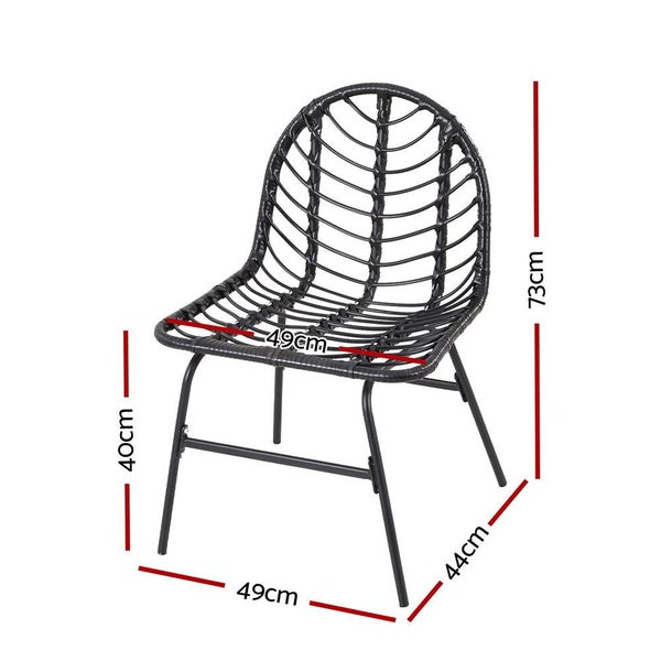 2X Outdoor Chairs Dining Chair Lounge Wicker Patio Furniture Black Carousel 2