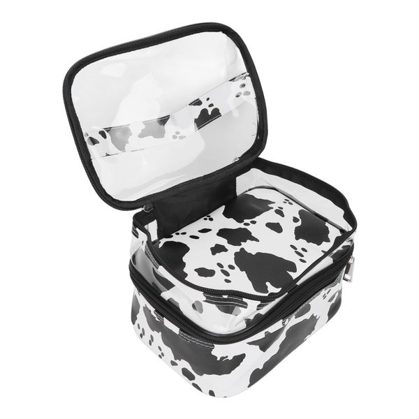 makeup bag storage cosmetic bag Cosmetic Bag Double Layer Large Capacity Cow Carousel 1