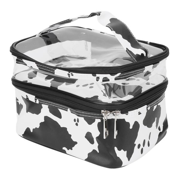makeup bag storage cosmetic bag Cosmetic Bag Double Layer Large Capacity Cow Carousel 2