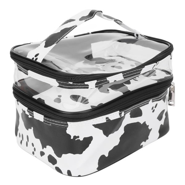 makeup bag storage cosmetic bag Cosmetic Bag Double Layer Large Capacity Cow Carousel 5