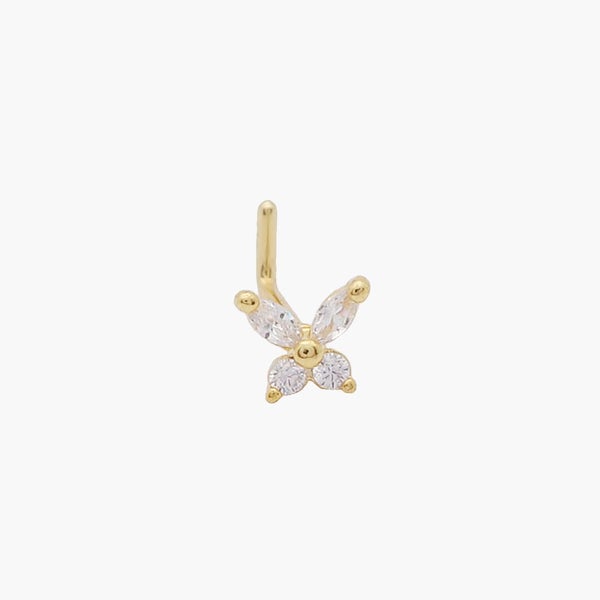 C.Z Butterfly L Bend Nose Stud - Gold Carousel 1