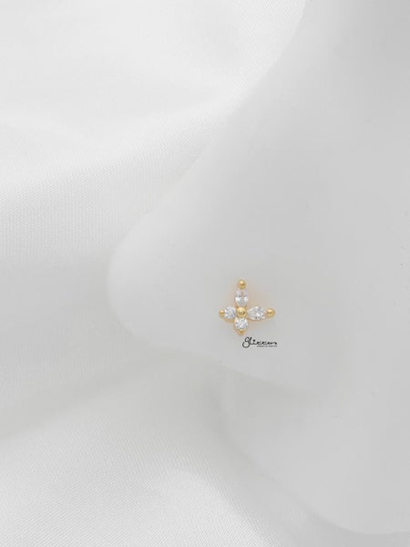 C.Z Butterfly L Bend Nose Stud - Gold Carousel 4