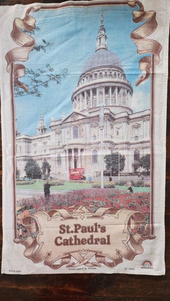 ~" St. Paul's Cathedral Cotton British Made Vintage Tea Towel "~ Carousel 1