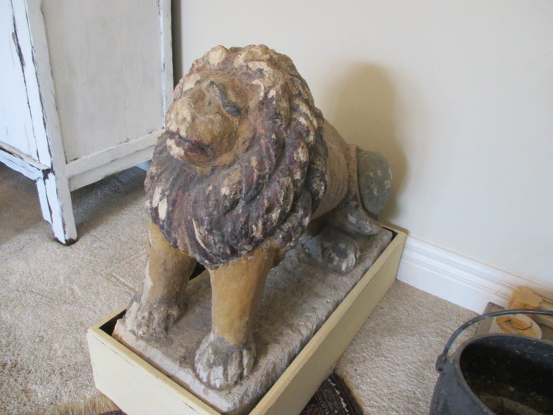 Antique Stone Lion and Lioness Carousel 2
