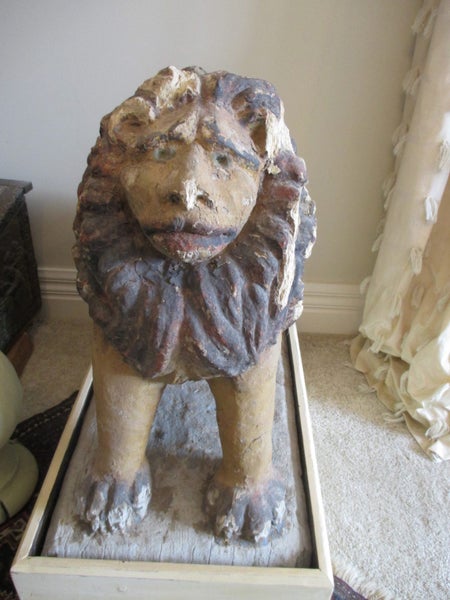 Antique Stone Lion and Lioness Carousel 19