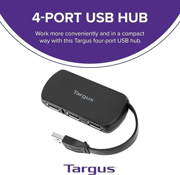 Targus 4-port USB Hub - USB - External - 4 USB Ports 1 Year NZ Warranty Carousel 1