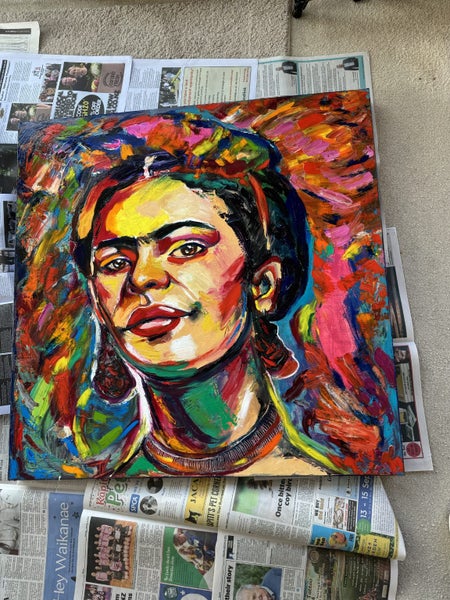 Frida Kahlo portrait pop art colourful painting texture abstract62854317199746111