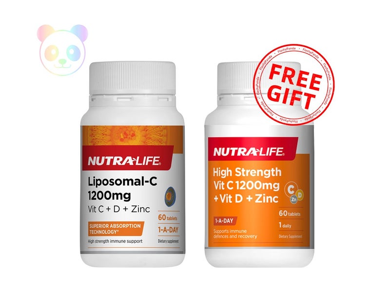 NutraLife Liposomal-C 1200mg Vitamin C + D + Zinc 60 tablets + FREE GIFT Carousel 1
