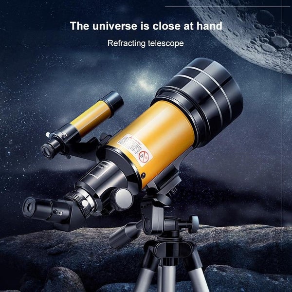 High-Definition Stargazing Refracting Astronomical Telescope Black Yellow Carousel 8