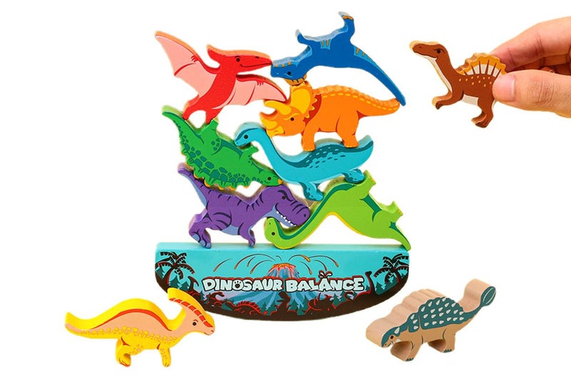 Stacking Dinosaur Toys Toddler Wooden Game Great Sensory Block Toys Carousel 1