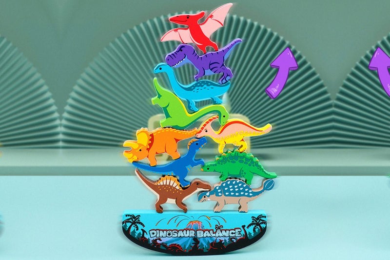 Stacking Dinosaur Toys Toddler Wooden Game Great Sensory Block Toys Carousel 2