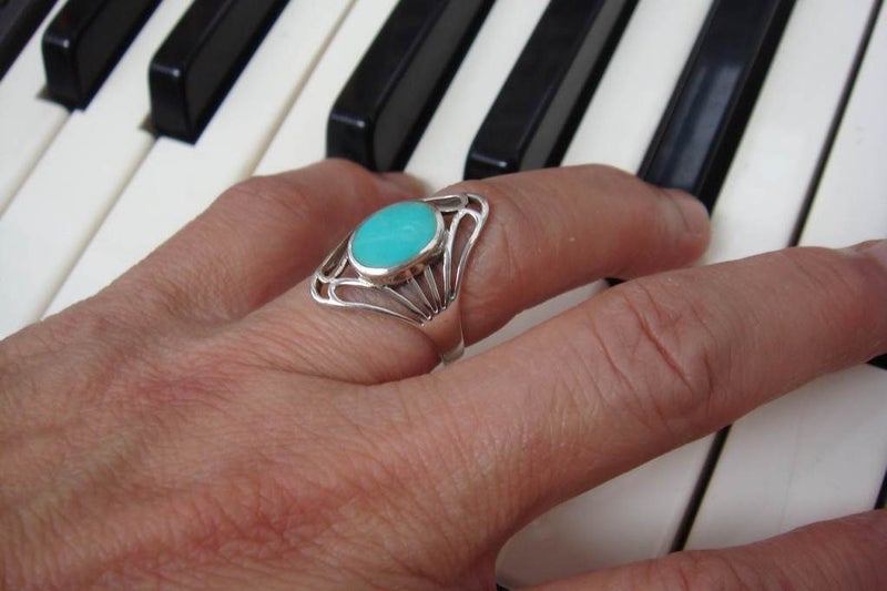 Ring | Green Turquoise | Oval 11x8mm | sizeP | 925 Stg Silver #779 Carousel 2