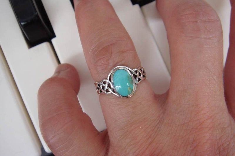 Ring | Turquoise | Oval 10x7mm | size M/N | 925 Silver #769 Carousel 1