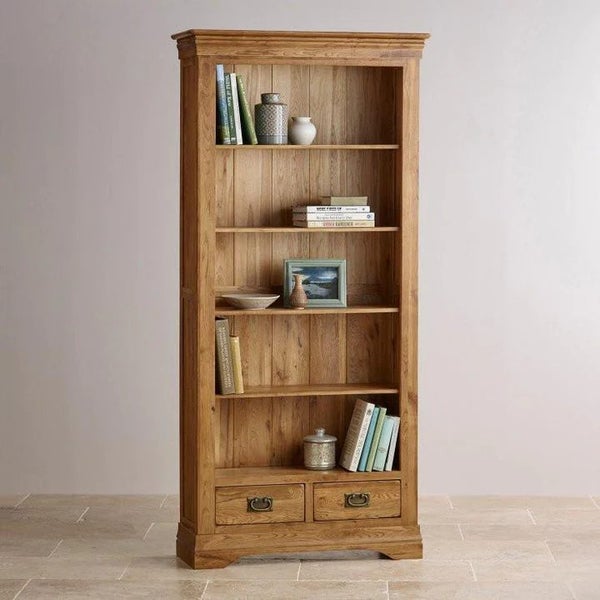 French Rustic Solid Oak Tall Bookcase (Oak Furniture Store) Carousel 1