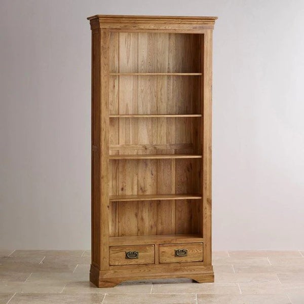 French Rustic Solid Oak Tall Bookcase (Oak Furniture Store) Carousel 2