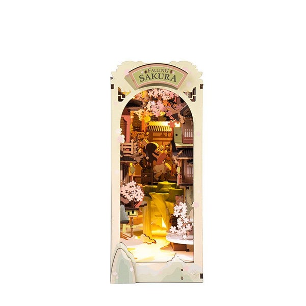 Robotime Rolife Falling Sakura Book Nook Shelf Insert TGB05 Carousel 1