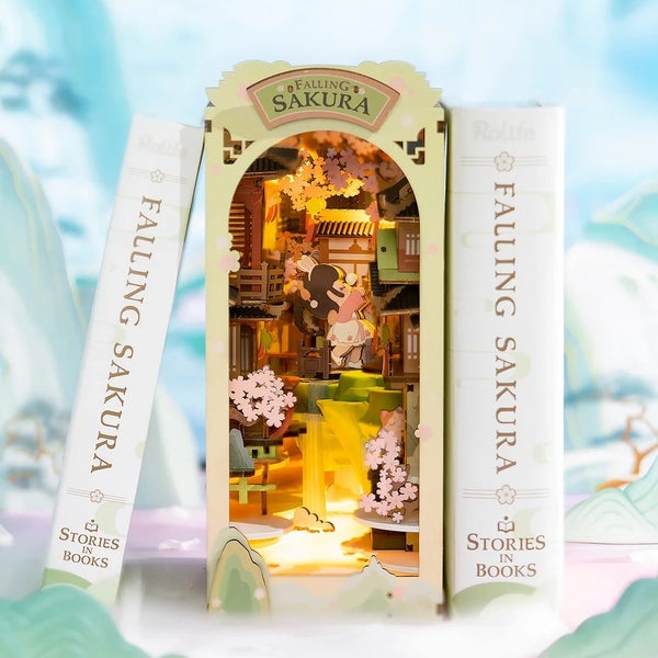 Robotime Rolife Falling Sakura Book Nook Shelf Insert TGB05 Carousel 2