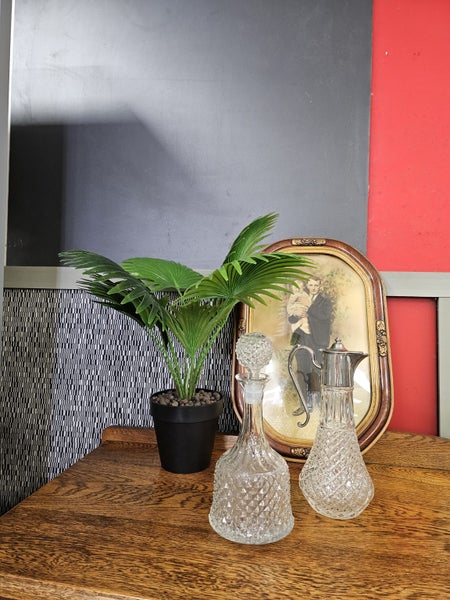 A handsome pair. One crystal decanter & one crystal claret jug with silver plate628638560523531126